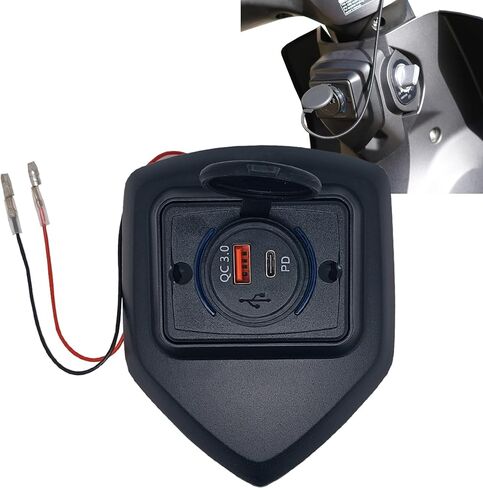 مناسب لشاحن هاتف USB أسود مقاوم للماء للدراجات النارية Super Cub 125 C125 2019-2024، شحن سريع 12 فولت 3.0 Type-c PD طقم منفذ USB مزدوج محول شاحن USB in Kuwait