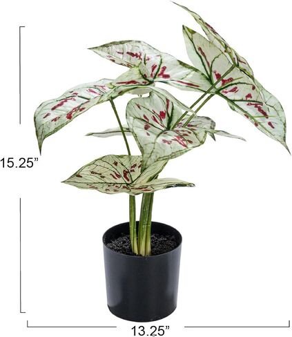 Creative Co-Op Faux Elephant Ear Plant in Plastic Pot, Natural and Black in Saudi Arabia
