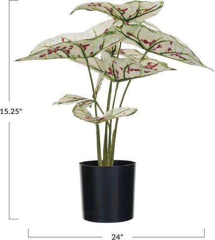 Creative Co-Op Faux Elephant Ear Plant in Plastic Pot, Natural and Black in Saudi Arabia