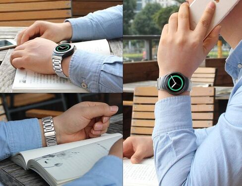 KOREDA متوافق مع مجموعات Samsung Gear S2 Bands، عبوتان من السوار المعدني من الفولاذ المقاوم للصدأ + حزام سوار بديل بحلقة شبكية لساعة Gear S2 الرياضية الذكية SM-R720/R730 (عبوتان باللون الأسود) in Saudi Arabia