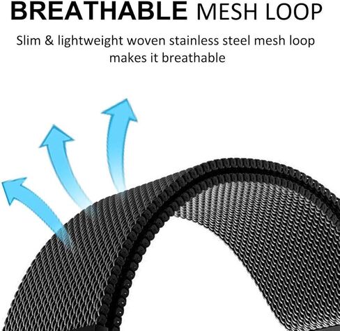 KOREDA Compatible with Samsung Gear S2 Bands Sets, 2 Pack Stainless Steel Metal Band + Mesh Loop Replacement Bracelet Strap for Gear S2 Sport Smart Watch SM-R720/R730 (2 Pack Black) in Saudi Arabia