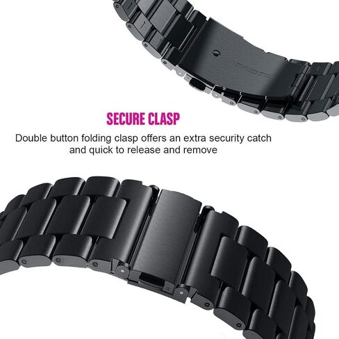 KOREDA Compatible with Samsung Gear S2 Bands Sets, 2 Pack Stainless Steel Metal Band + Mesh Loop Replacement Bracelet Strap for Gear S2 Sport Smart Watch SM-R720/R730 (2 Pack Black) in Saudi Arabia