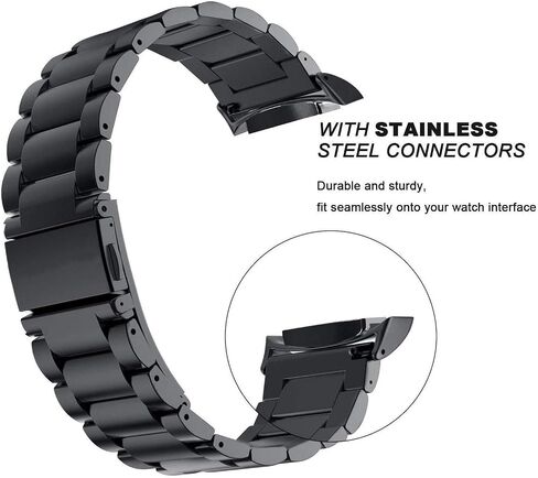 KOREDA Compatible with Samsung Gear S2 Bands Sets, 2 Pack Stainless Steel Metal Band + Mesh Loop Replacement Bracelet Strap for Gear S2 Sport Smart Watch SM-R720/R730 (2 Pack Black) in Saudi Arabia