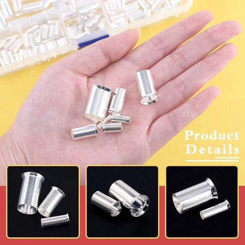 Hilitchi 166Pcs Wire Ferrules Kit Tinned Copper Crimp Connector Non Insulated Electrical Cable Pin Cord End Terminal Assortment Kit (AWG 12 10 8 6 4 2 1/0 2/0) in Saudi Arabia
