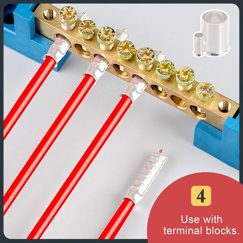Hilitchi 166Pcs Wire Ferrules Kit Tinned Copper Crimp Connector Non Insulated Electrical Cable Pin Cord End Terminal Assortment Kit (AWG 12 10 8 6 4 2 1/0 2/0) in Saudi Arabia