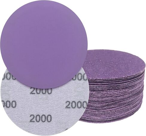 32 Pcs 3 Inch Sanding Discs 2500 Grit Aluminum Oxide Wet Dry Sandpaper Hook and Loop Sand Paper Purple Sanding Pads for Woodworking, Metal Polishing, Automotive Paint Removal (2500 Grit) in Kuwait
