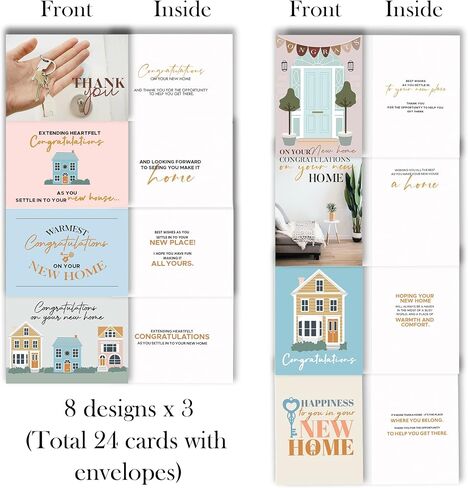 Hat Acrobat New Home Card Set with Envelopes - 24 Unique Housewarming Cards for Congratulations, Blue and White, Unisex-Adults in Saudi Arabia