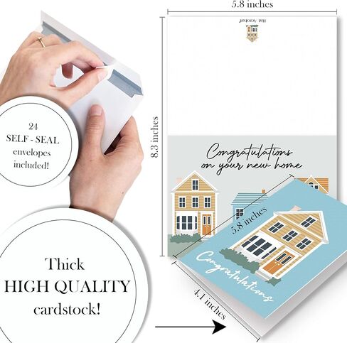 Hat Acrobat New Home Card Set with Envelopes - 24 Unique Housewarming Cards for Congratulations, Blue and White, Unisex-Adults in Saudi Arabia