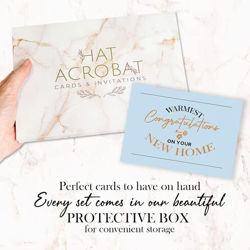 Hat Acrobat New Home Card Set with Envelopes - 24 Unique Housewarming Cards for Congratulations, Blue and White, Unisex-Adults in Saudi Arabia