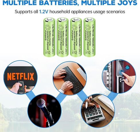 12PCS 1.2V 1800mAh Ni-MH AA Rechargeable Battery for Wireless Microphones, Electric Toys, Remote Mice, Calculators, Razors, Keyboards (12PCS Battery) in Saudi Arabia