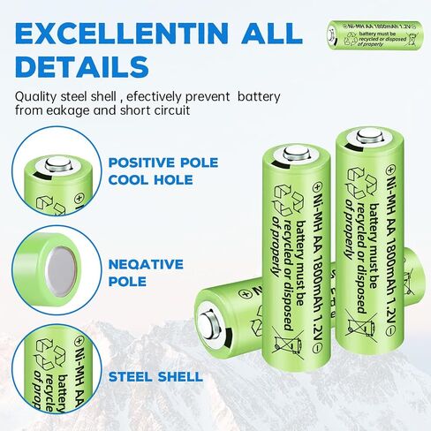 12PCS 1.2V 1800mAh Ni-MH AA Rechargeable Battery for Wireless Microphones, Electric Toys, Remote Mice, Calculators, Razors, Keyboards (12PCS Battery) in Saudi Arabia