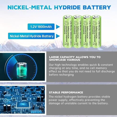 12PCS 1.2V 1800mAh Ni-MH AA Rechargeable Battery for Wireless Microphones, Electric Toys, Remote Mice, Calculators, Razors, Keyboards (12PCS Battery) in Saudi Arabia