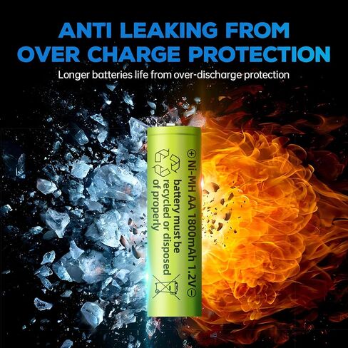 12PCS 1.2V 1800mAh Ni-MH AA Rechargeable Battery for Wireless Microphones, Electric Toys, Remote Mice, Calculators, Razors, Keyboards (12PCS Battery) in Saudi Arabia