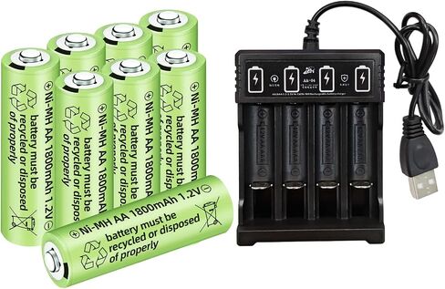 12PCS 1.2V 1800mAh Ni-MH AA Rechargeable Battery for Wireless Microphones, Electric Toys, Remote Mice, Calculators, Razors, Keyboards (12PCS Battery) in Saudi Arabia