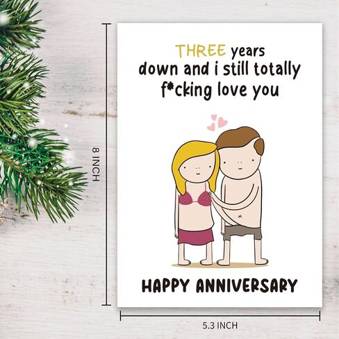 Funny Two Years Anniversary Card Gift For Couple Husband Wife, Lovely 2 Year Gifts Anniversary for Her Him, Naughty Two Years Old Anniversary for Boyfriend Girlfriend in Saudi Arabia