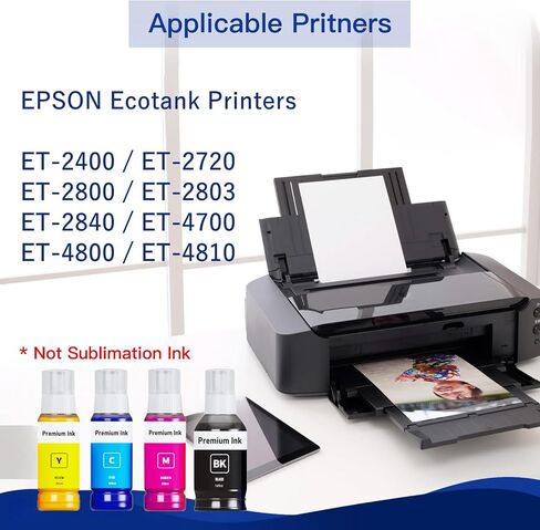 522 Ink Refill Bottles Replace Epson 522 Ink for Epson EcoTank ET-2400, ET-2803, ET-4800, ET-2800, ET-2840, ET-4810, ET-4700, Epson EcoTank ET-2720（BK C M Y, 385ml） in Saudi Arabia
