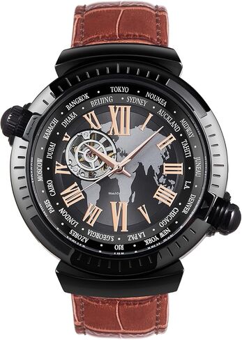 Automatic Watches for Men, Leather Strap Mechanical Watch, Water Resistant Skeleton Watch, Self Winding Watches for Men (No Battery Needed) in Kuwait