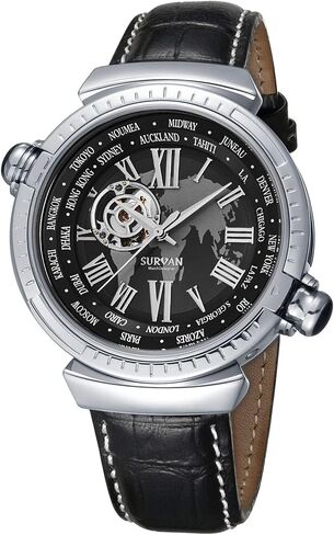 Automatic Watches for Men, Leather Strap Mechanical Watch, Water Resistant Skeleton Watch, Self Winding Watches for Men (No Battery Needed) in Kuwait