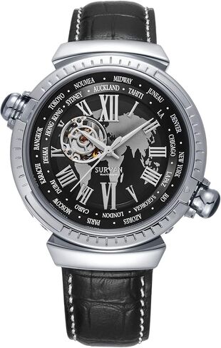 Automatic Watches for Men, Leather Strap Mechanical Watch, Water Resistant Skeleton Watch, Self Winding Watches for Men (No Battery Needed) in Kuwait