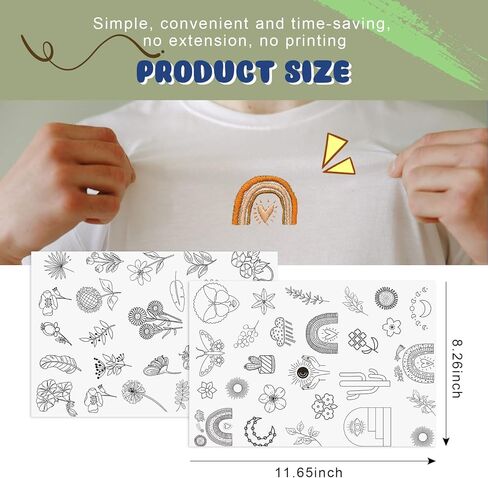 51 قطعة من مثبتات الخياطة الورقية للتطريز بالعصا والغرز مع تصميمات الزهور والأوراق، مثبت قابل للذوبان في الماء للتطريز، هدايا الخياطة للمبتدئين، محبي الخياطة اليدوية in Kuwait