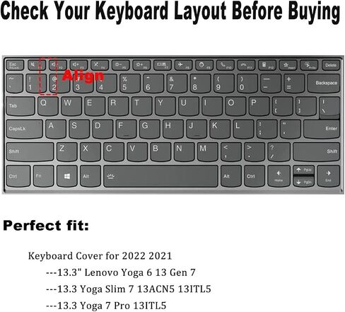 غطاء لوحة المفاتيح لجهاز 2023 2022 Lenovo Yoga 6 13.3 بوصة/Yoga 6 13ABR8 /Yoga 6 13ALC7 13.3 بوصة Lenovo Yoga 6 غطاء حماية للوحة المفاتيح (لا يناسب Yoga 6 13ALC6 13ARE05) in Saudi Arabia