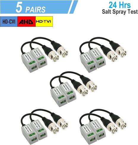5 أزواج (10 قطع) موصل Balun للفيديو السلبي، HD Mini CCTV BNC Video Balun Transceiver Transceiver AHD/TVI/CVI موصلات كابل لكاميرات المراقبة CCTV 720P 1080P (5 أزواج، نوع المسمار) in Kuwait