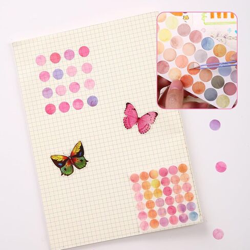 36 Sheets 1872 Pcs Washi Dot Stickers, 4mm/6mm Colorful Circles Stickers, Monet Garden Style Decorative Sticker Dots for Scrapbooking, Planners, Envelope, Crafting in Saudi Arabia