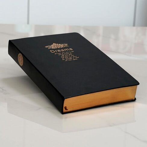 Lined Journal Notebook, Black Faux Leather Cover, 100Gsm Premium Thick Papers with Golden Rim, 416 Pages A5 Dream Journals for Writing in Saudi Arabia