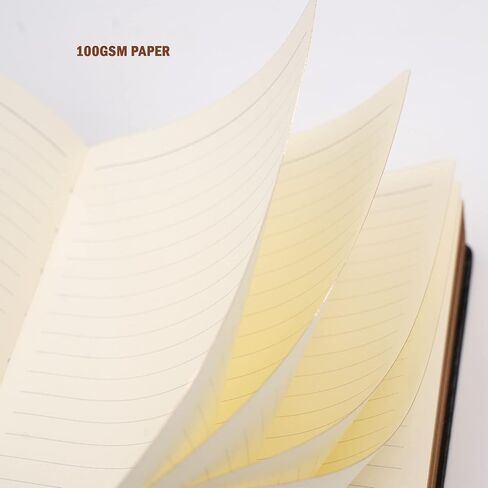 Lined Journal Notebook, Black Faux Leather Cover, 100Gsm Premium Thick Papers with Golden Rim, 416 Pages A5 Dream Journals for Writing in Saudi Arabia