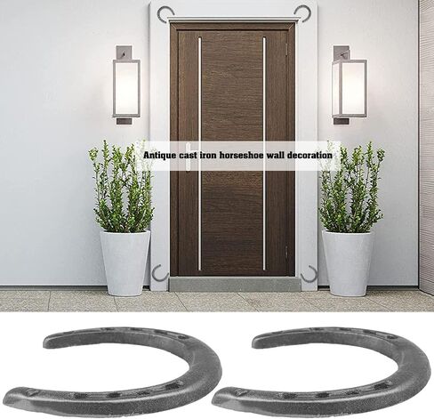 ECSiNG 4PCS Rustic Horseshoe Wall Decor Cast Iron Horseshoe Wall Hanging Ornaments Good Luck Blessing Gift for Indoor Outdoor Farmhouse Door Wall Decor in Saudi Arabia