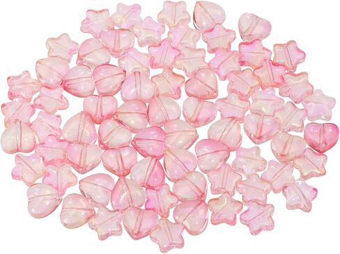 Tupalizy 100PCS Small Glass Beads 4mm Sparkly Star Beads Heart Charms Pendant for Friendship Bracelets Jewelry Making Necklaces Earrings Key Chains Accessory DIY Art Crafts Projects Kit Gifts,Clear AB in Saudi Arabia
