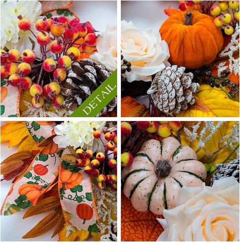 Fall Wreaths for Front Door Thanksgiving Harvest Festival Wreath for Home Decor, Handmade Porch Autumn Wreath for Outdoor, Indoor in Saudi Arabia
