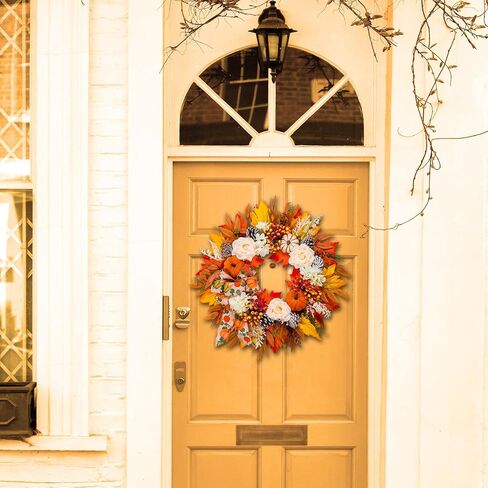 Fall Wreaths for Front Door Thanksgiving Harvest Festival Wreath for Home Decor, Handmade Porch Autumn Wreath for Outdoor, Indoor in Saudi Arabia