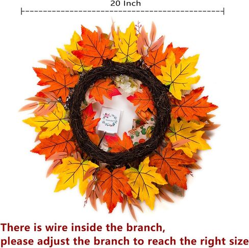 Fall Wreaths for Front Door Thanksgiving Harvest Festival Wreath for Home Decor, Handmade Porch Autumn Wreath for Outdoor, Indoor in Saudi Arabia