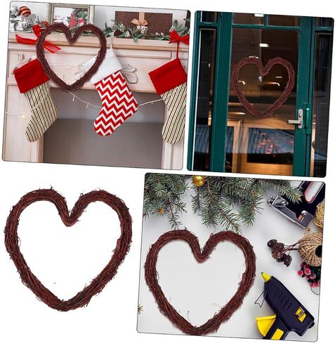 Vine Wreath Rattan Wreath Frame Rattan Vine Garland Heart Shaped Wreath Form Rattan Door Wreath Floral Wreath Frame Wreaths for Crafts Rattan Heart Shaped Wreath Basket Christmas in Saudi Arabia