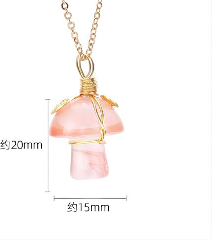 Mushroom Crystal Pendant Necklace for Women Colorful Stone Metal Rimmed Mushroom Necklace Teenage Girl Graduation Charm Necklace Jewelry(Pink/Purple in Saudi Arabia