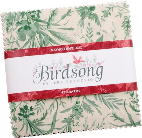 مجموعة سحر الطيور Jera Brandvig Birdsong Charm Pack 42 مربعًا مقاس 5 بوصات من Maywood Studio، متنوعة in Kuwait