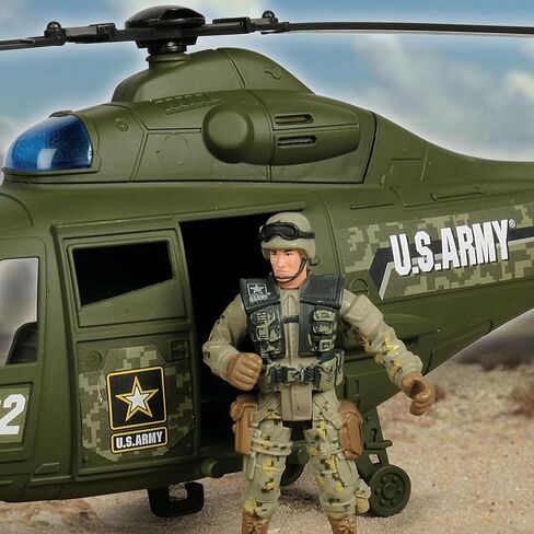 U.S. Army: Chopper with 2 Soldiers - Kids Playset, Includes Vehicle, Action Figures & Accessories, Officially Licensed Product, Ages 4+ in Kuwait