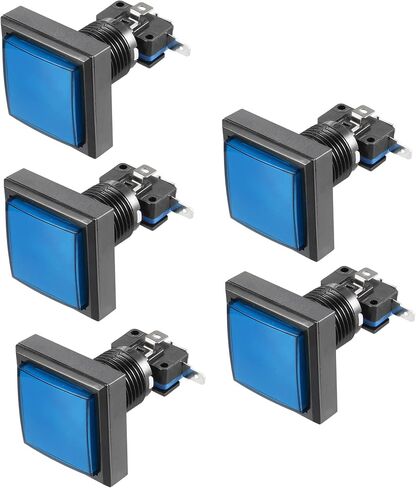 Uxcell لعبة زر الضغط 44x44 مربع 12 فولت LED مفتاح زر الضغط المضيء مع مفتاح صغير لألعاب الفيديو الممرات الأبيض 5 قطعة in Saudi Arabia