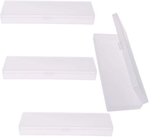 4 Pcs Plastic Pencil Case Plastic Stationery Case with Hinged Lid and Snap Closure for Pencils,Pens,Office Supplies in Kuwait