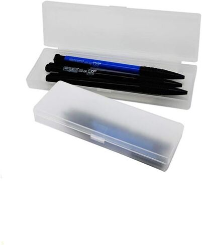 4 Pcs Plastic Pencil Case Plastic Stationery Case with Hinged Lid and Snap Closure for Pencils,Pens,Office Supplies in Kuwait