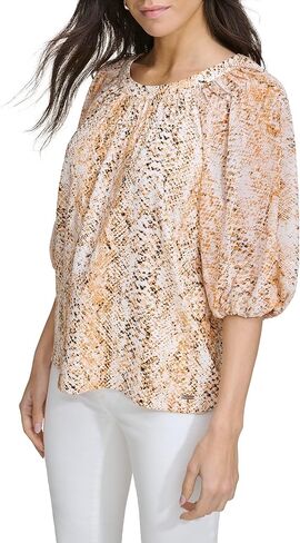 Calvin Klein Women's Printed Short Sleeve Knit Top in Saudi Arabia