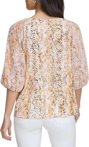 Calvin Klein Women's Printed Short Sleeve Knit Top in Saudi Arabia