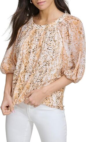 Calvin Klein Women's Printed Short Sleeve Knit Top in Saudi Arabia