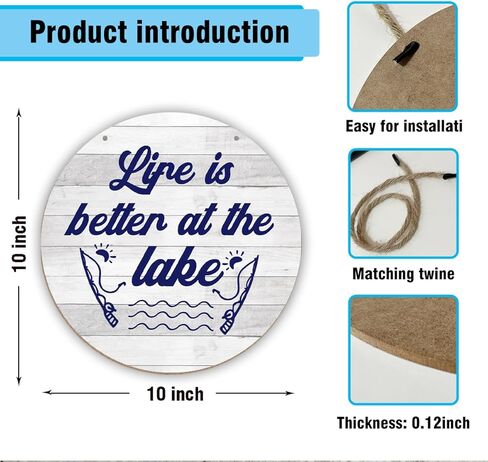 الحياة أفضل في البحيرة زخرفة خشبية ديكور صيفي للباب الأمامي لافتة تذكار هاواي الاستوائية ديكور الشاطئ لافتة خشبية معلقة مطبخ بحيرة منزل هدايا ديكور غرفة المعيشة للمنزل والمكتب -DH324 in Kuwait