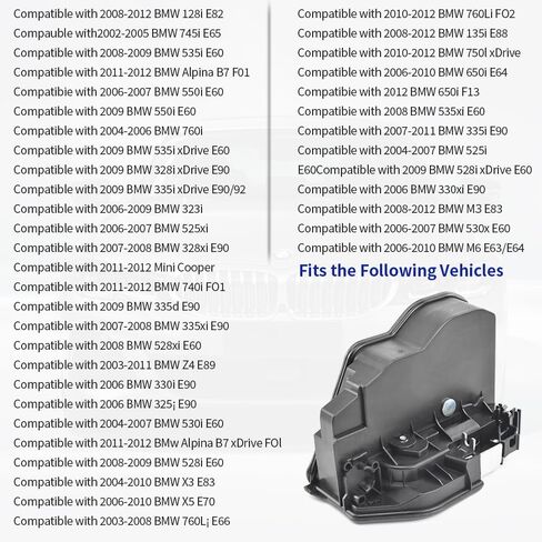 محرك قفل الباب الأمامي الأيمن للراكب، مناسب لسيارات BMW 128i 135i 323i 328xi 328i 335d 335i 335xi 525i 528i 530i 530xi 535i 550i 650i Z4 X3 X5 M3 M6 E60 E65 E70 E90، استبدل 51217 202146 in Kuwait