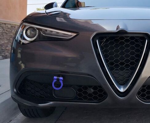 iJDMTOY حلقة خطاف سحب بنمط سباق المسار الأحمر متوافقة مع 2017-up Alfa Romeo Giulia (952)، Stelvio (949)، مصنوعة من الألومنيوم خفيف الوزن in Saudi Arabia