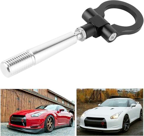 خطاف سحب السيارة، خطاف سحب ألومنيوم Fydun CNC لبرغي نمط JDM على مسار السباق حلقة سحب السيارات حلقة مقطورة مناسبة لإنفينيتي FX35/FX45/FX50 QX70 (أبيض) in Saudi Arabia