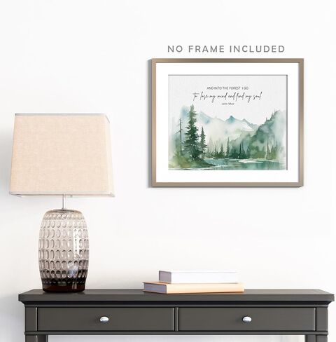 John Muir Quote Wall Art, Inspirational Wall Decor, And Into the Forest I Go, to Lose My Mind and Find My Soul Wall Art, Watercolor Forest Wall Art Decor for Home Office, 8X10 inch Unframed in Saudi Arabia