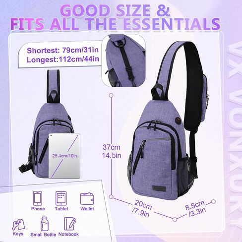 VX VONXURY Sling Backpack Men, Multipurpose Crossbody Bags for Women Trendy Lightweight Chest Bag for Travel Hiking Cycling in Saudi Arabia